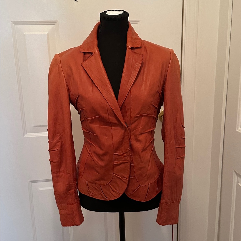 Ethis Rust Orange Leather Jacket